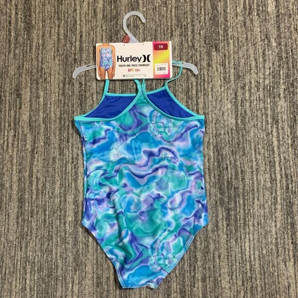 Brand New Hurley Youth 7/8 Aurora Green One Piece UPF 50+ Swimsuit - Picture 8 of 8